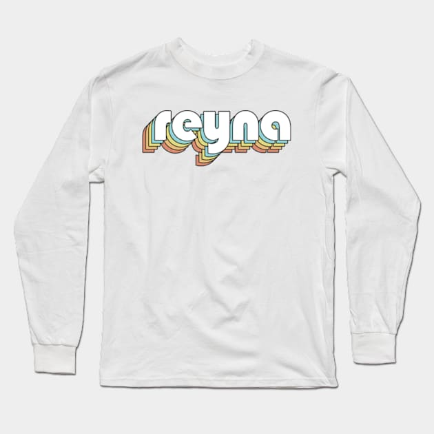 Reyna - Retro Rainbow Typography Faded Style Long Sleeve T-Shirt by Paxnotods